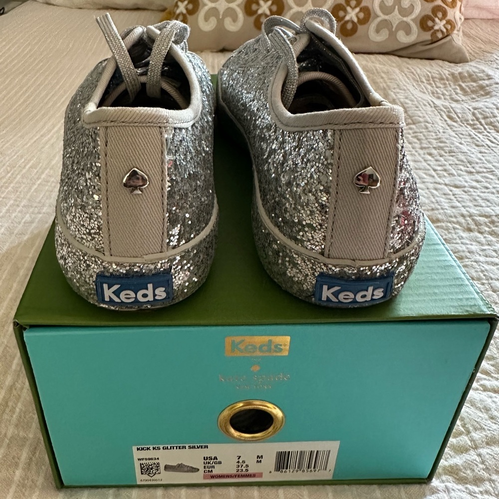 Kate Spade X Keds All Over Glitter Sneakers, Silver Rare - Excellent!! - Picture 8 of 10